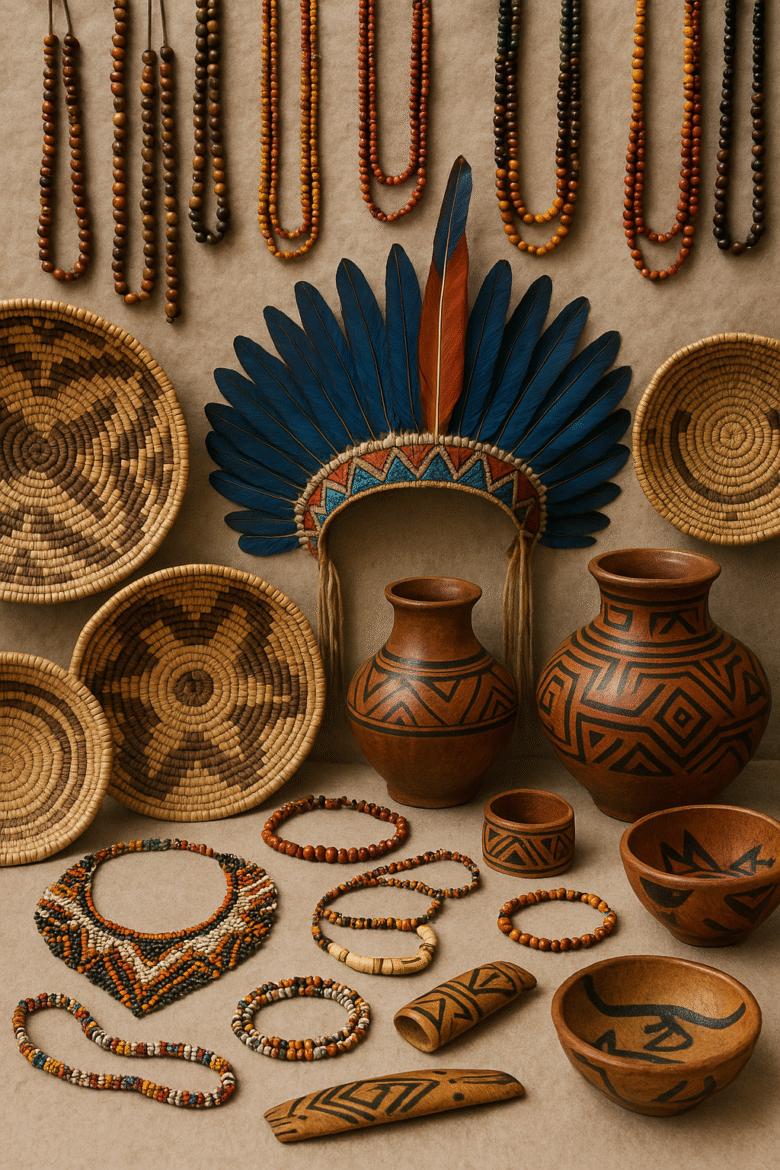 Artefatos Indígenas Artesanais Ornamentados